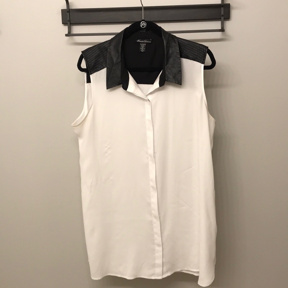 Kenneth Cole-Tank Top W/Leather Collar-Size:XL